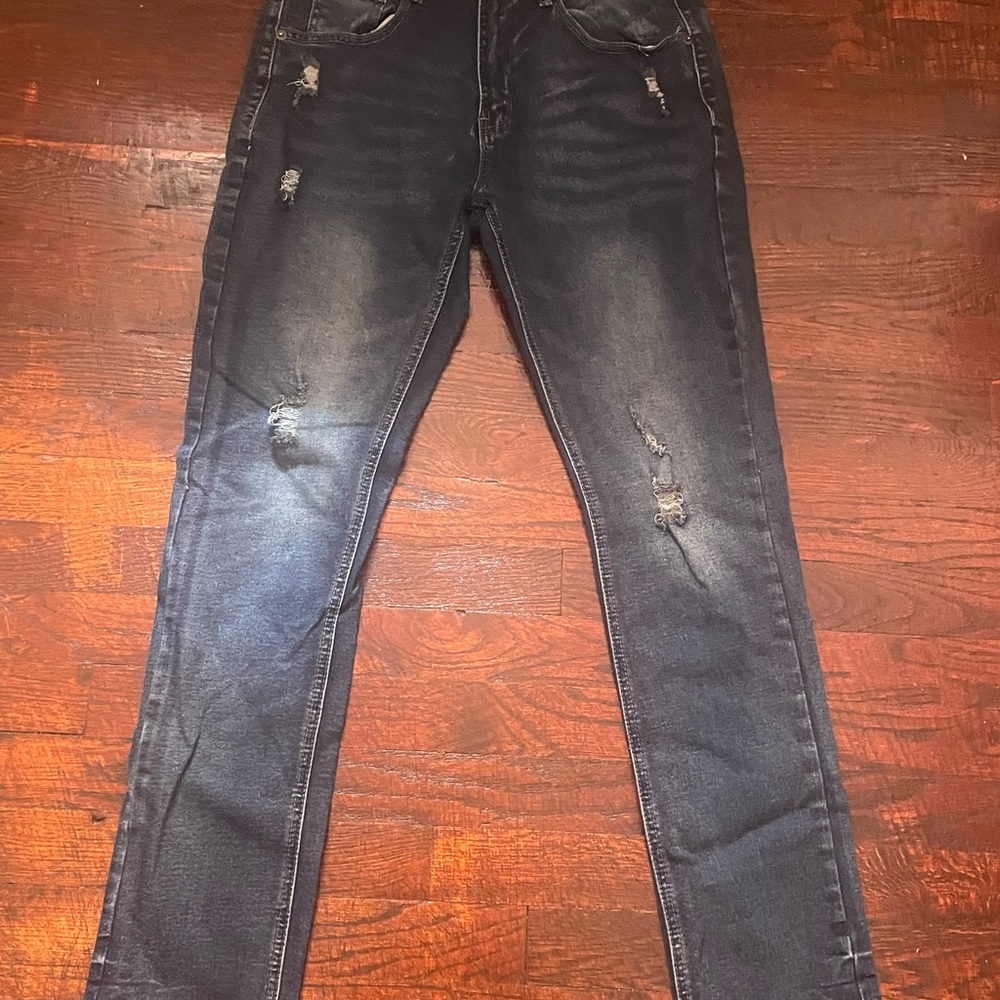 Distressed Black Denim Jeans